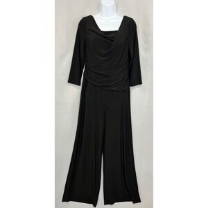 Adrianna Papell Black Size 8 Cowl Neck Jumpsuit Soma, Semi Formal‎ Wide Leg